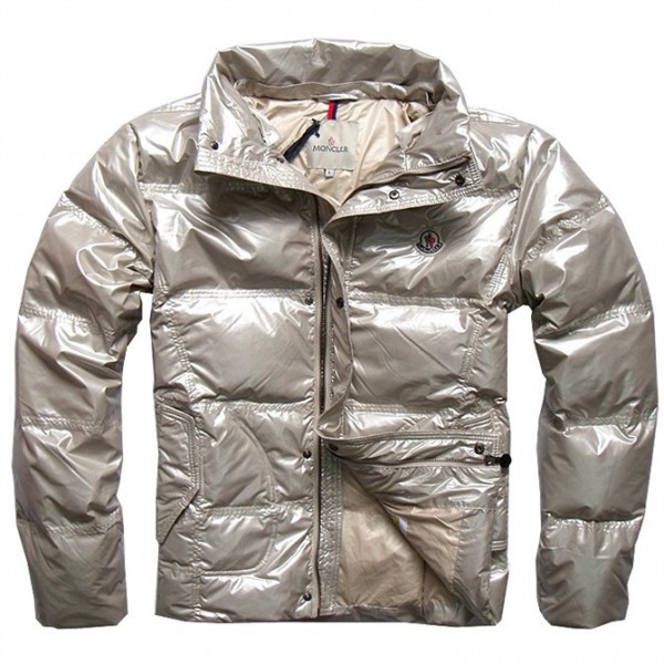 Moncler Moda Beige Mock Collar Zipper E Slash Uomo Giacche uscita